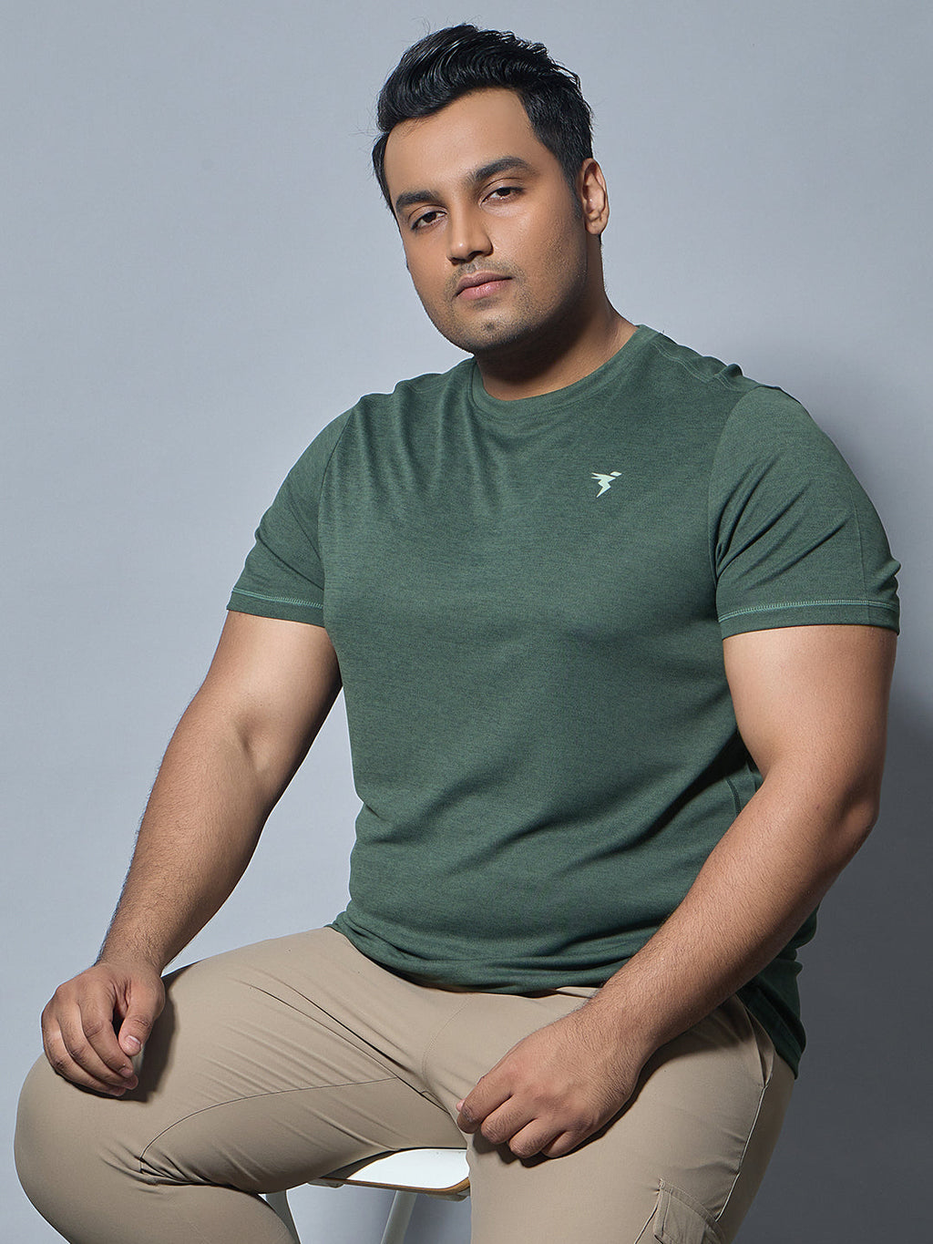 Technosport Plus Size Crew Neck TShirt (Double Cool) - OR40B - TREKKING GREEN