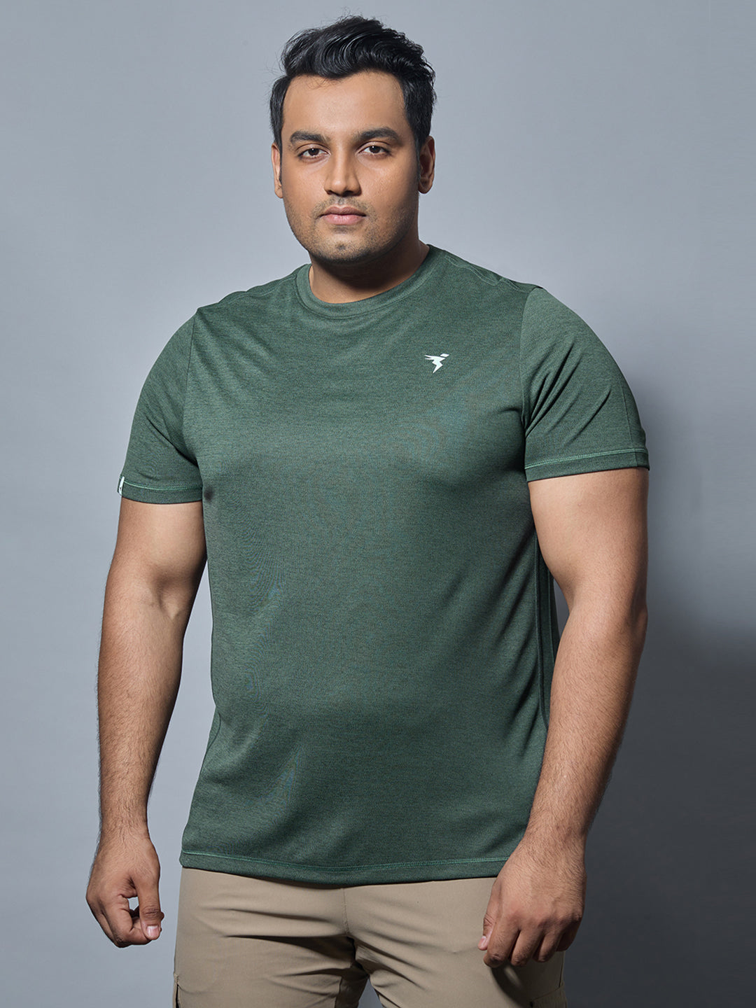 Technosport Plus Size Crew Neck TShirt (Double Cool) - OR40B - TREKKING GREEN