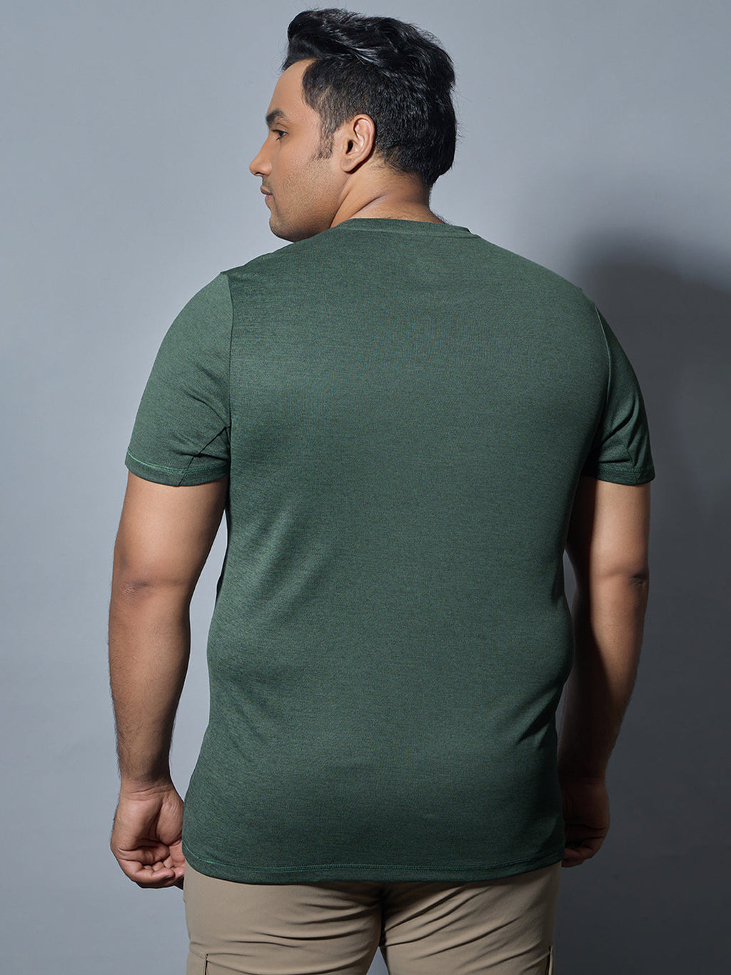 Technosport Plus Size Crew Neck TShirt (Double Cool) - OR40B - TREKKING GREEN