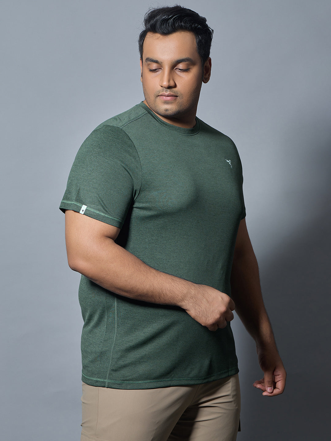Technosport Plus Size Crew Neck TShirt (Double Cool) - OR40B - TREKKING GREEN