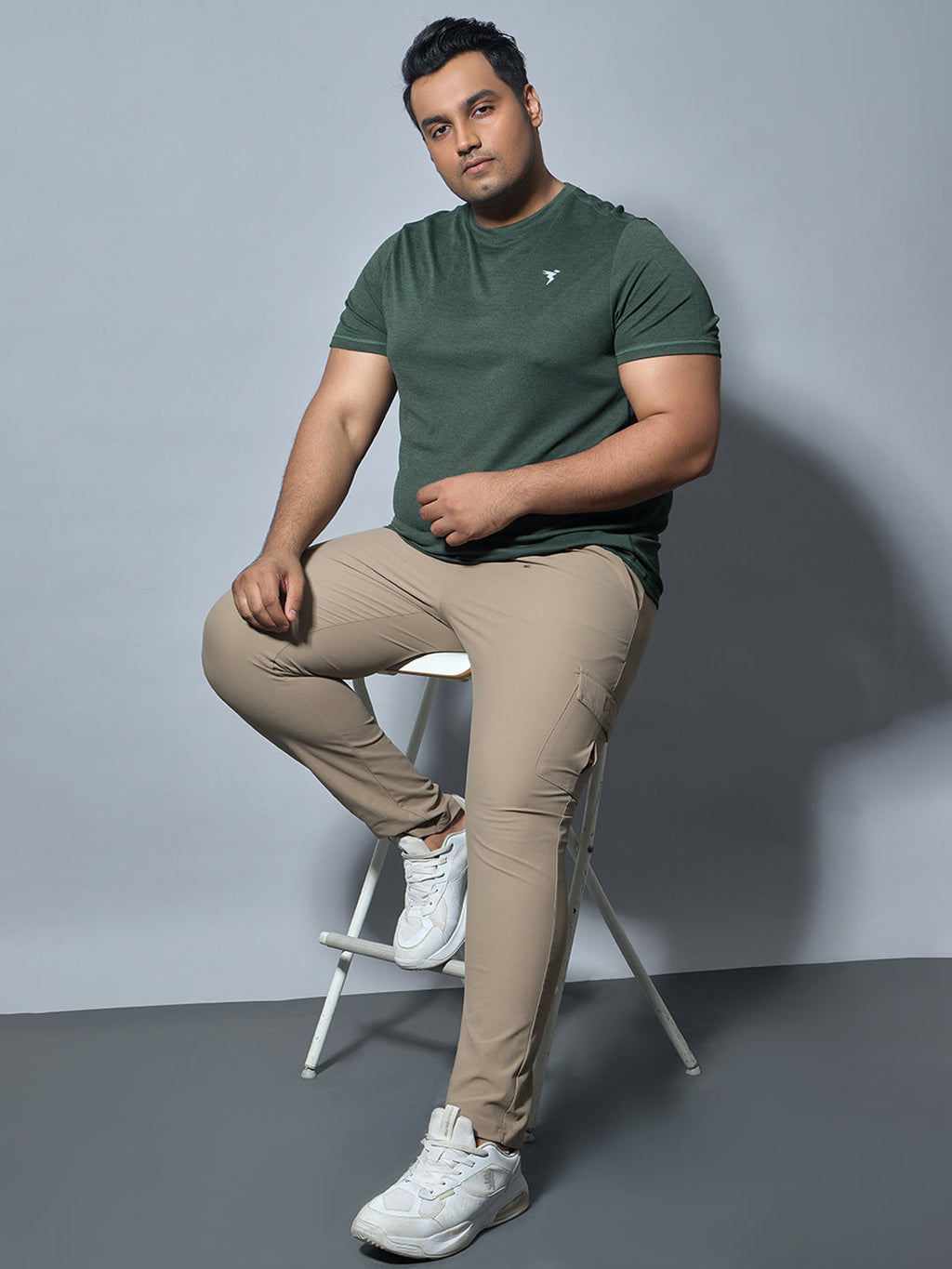 Technosport Plus Size Crew Neck TShirt (Double Cool) - OR40B - TREKKING GREEN