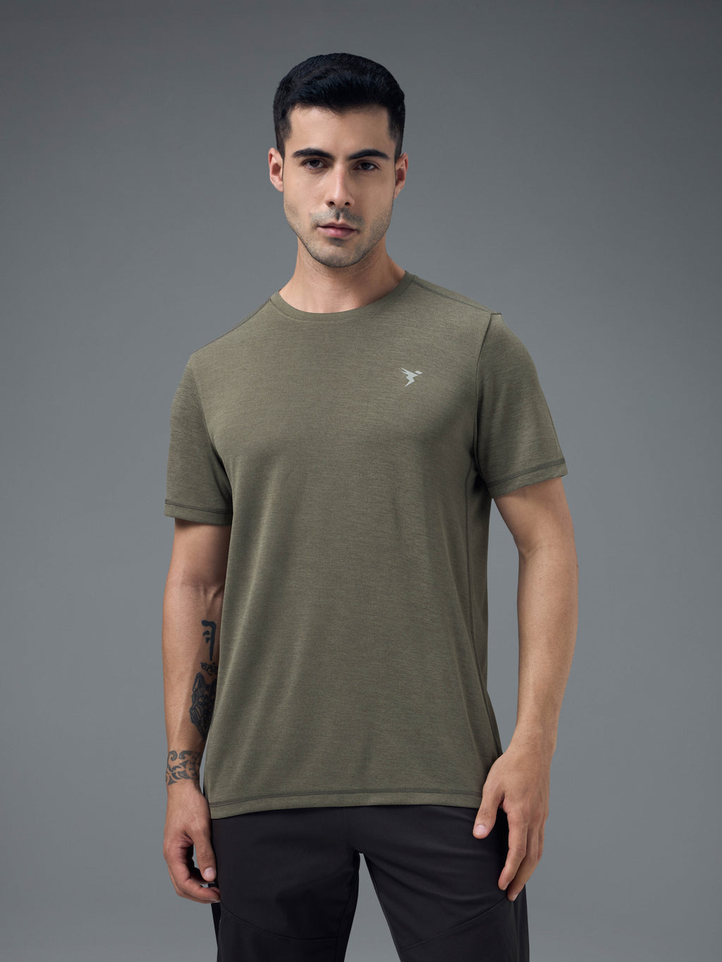 Technosport Crew Neck Tshirt (Double Cool) - OR40 - SMOKEY OLIVE