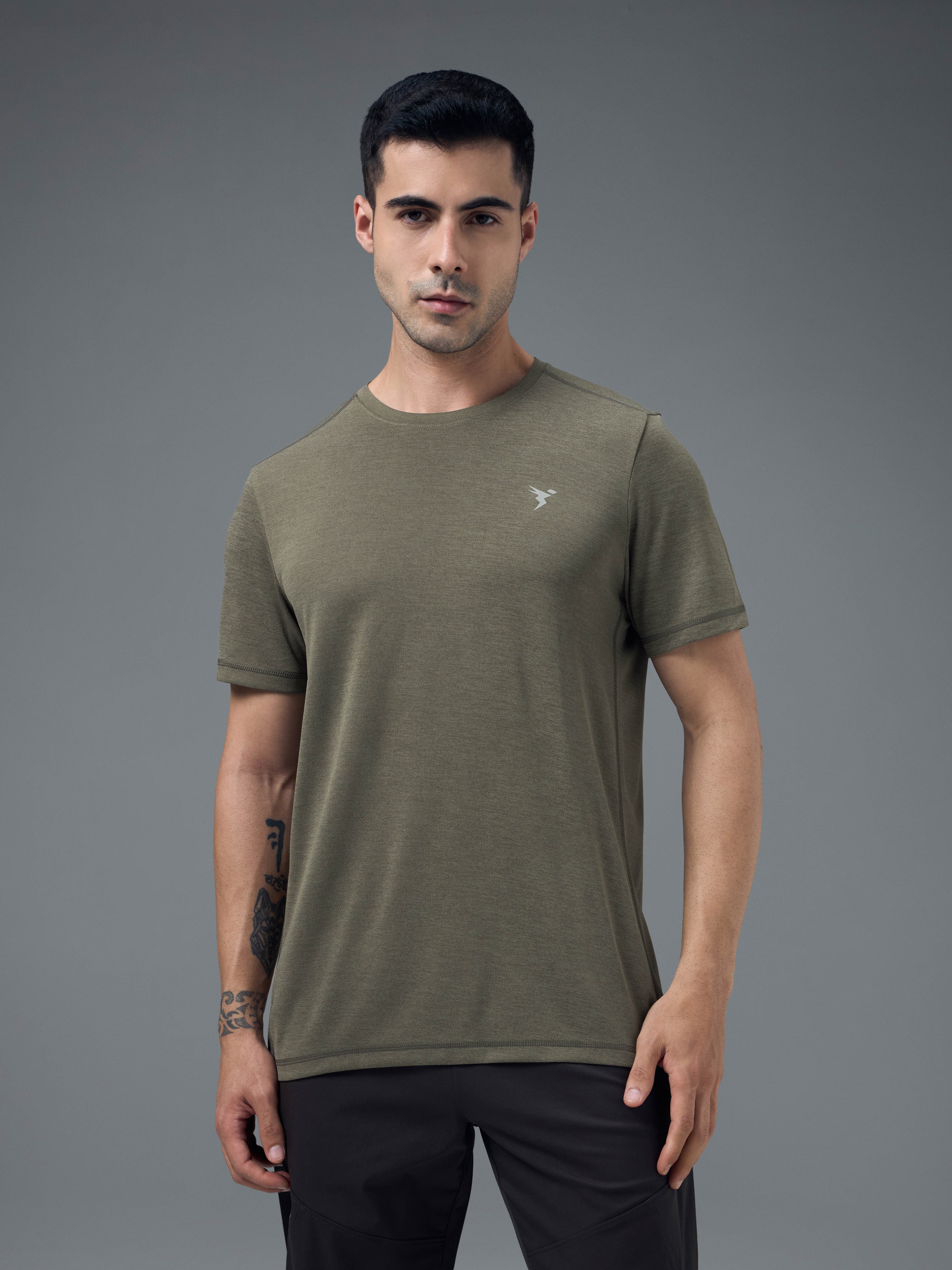 Technosport Crew Neck Tshirt (Double Cool) - OR40 - SMOKEY OLIVE
