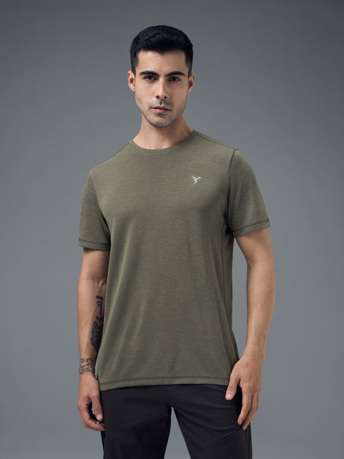 Technosport Crew Neck Tshirt (Double Cool) - OR40 - SMOKEY OLIVE