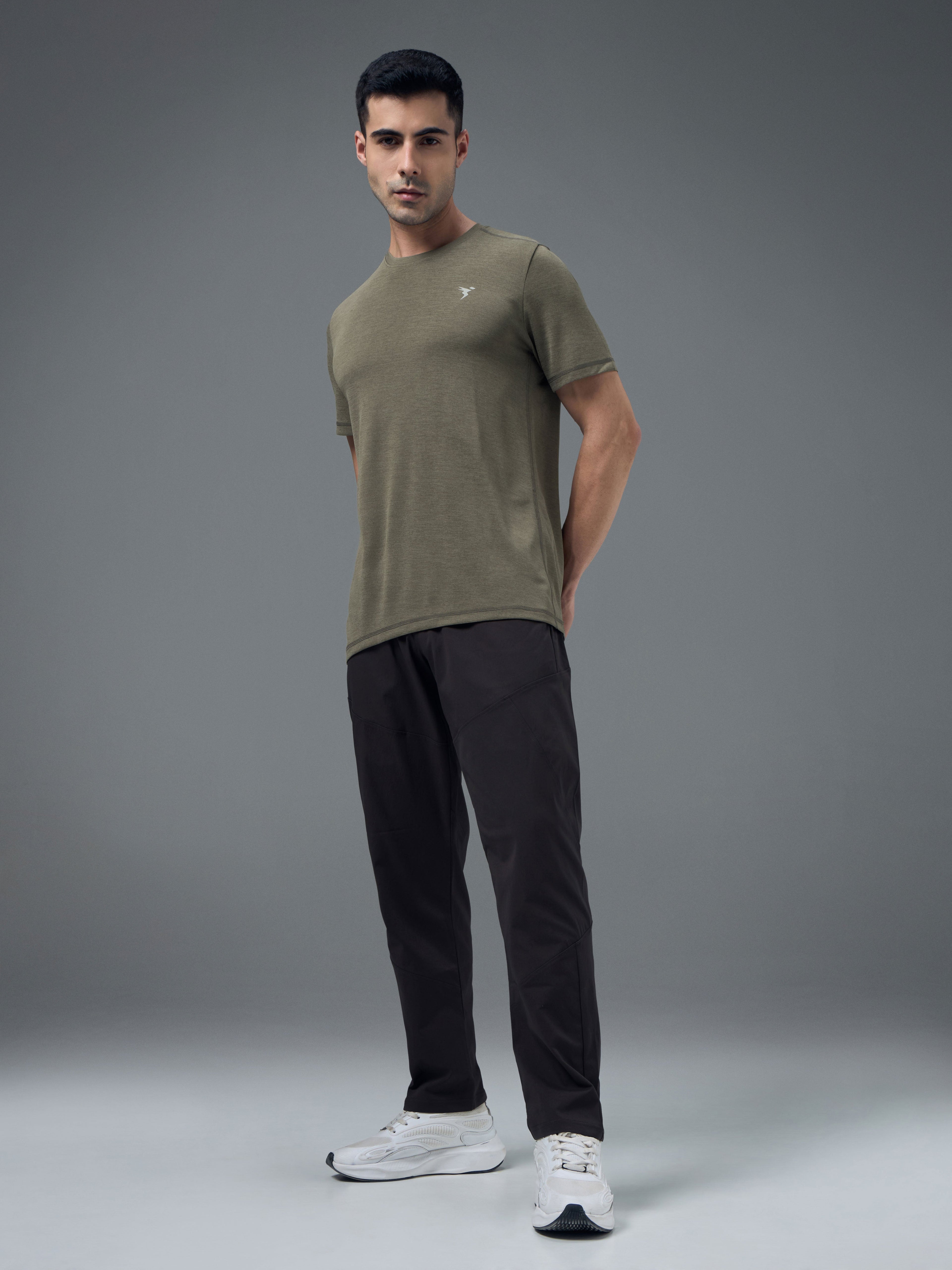 Technosport Crew Neck Tshirt (Double Cool) - OR40 - SMOKEY OLIVE