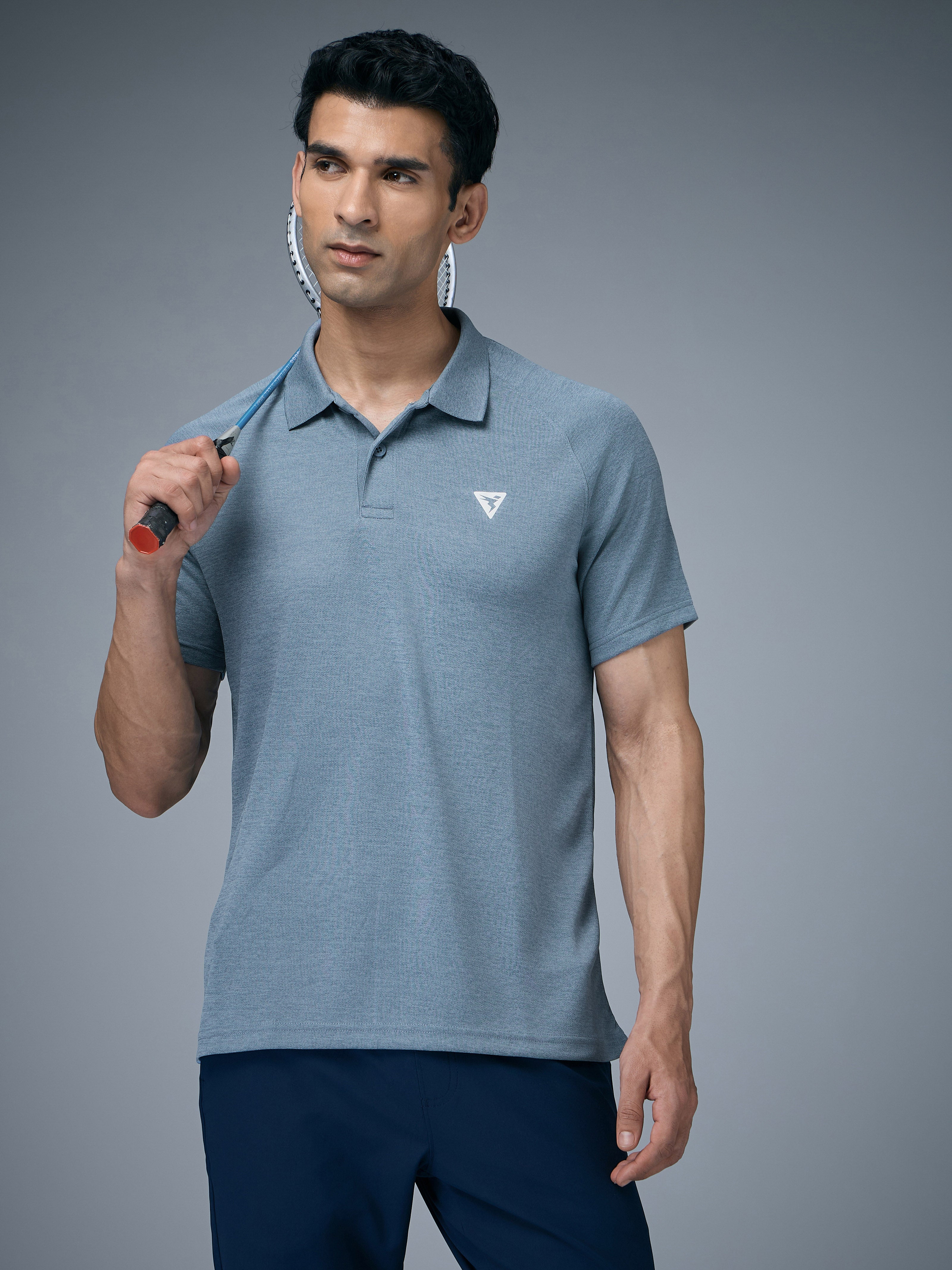 Technosport Melange Double Cool Polo Tshirt - OR41 - BLUE STONE
