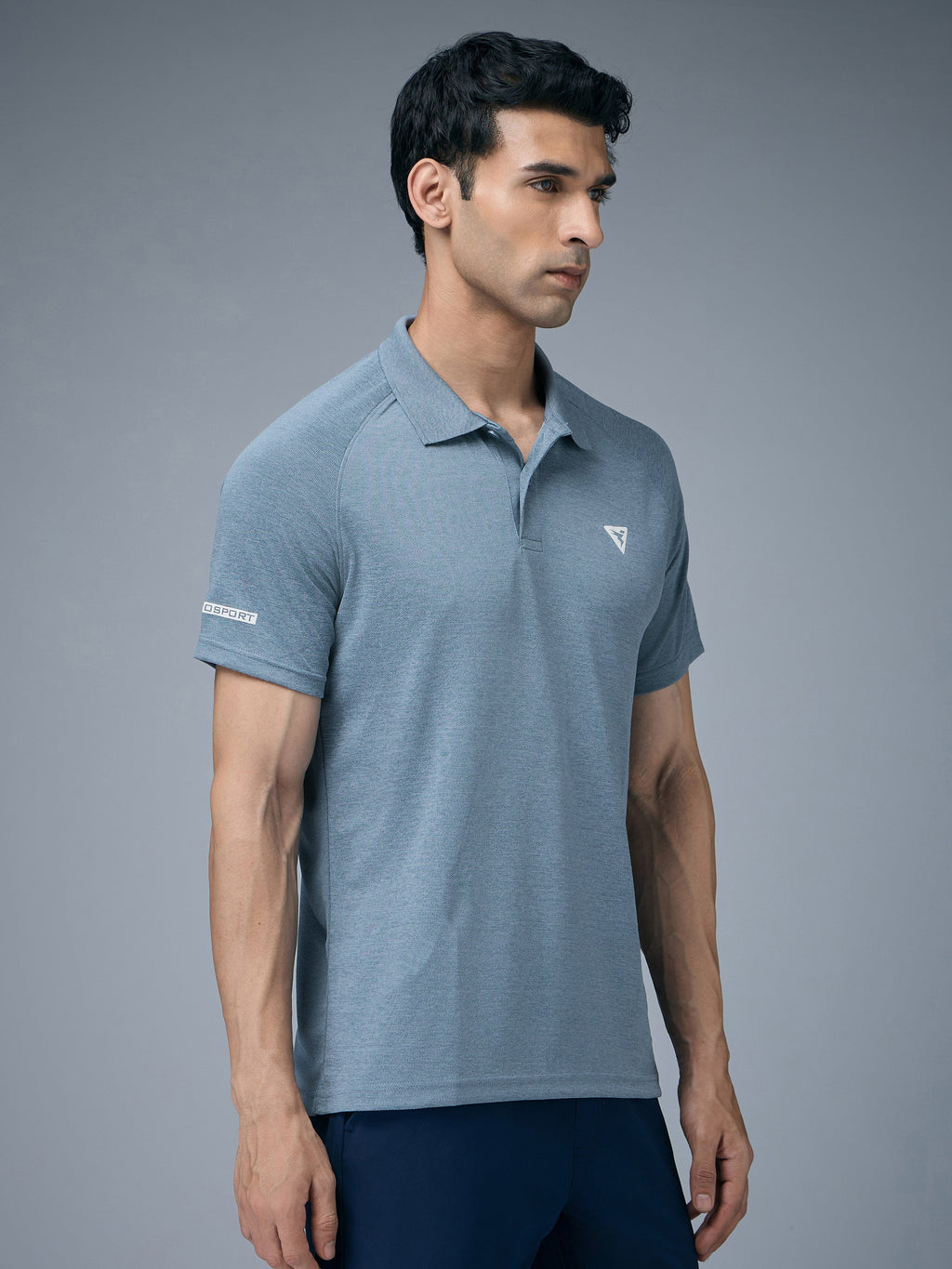 Technosport Melange Double Cool Polo Tshirt - OR41 - BLUE STONE