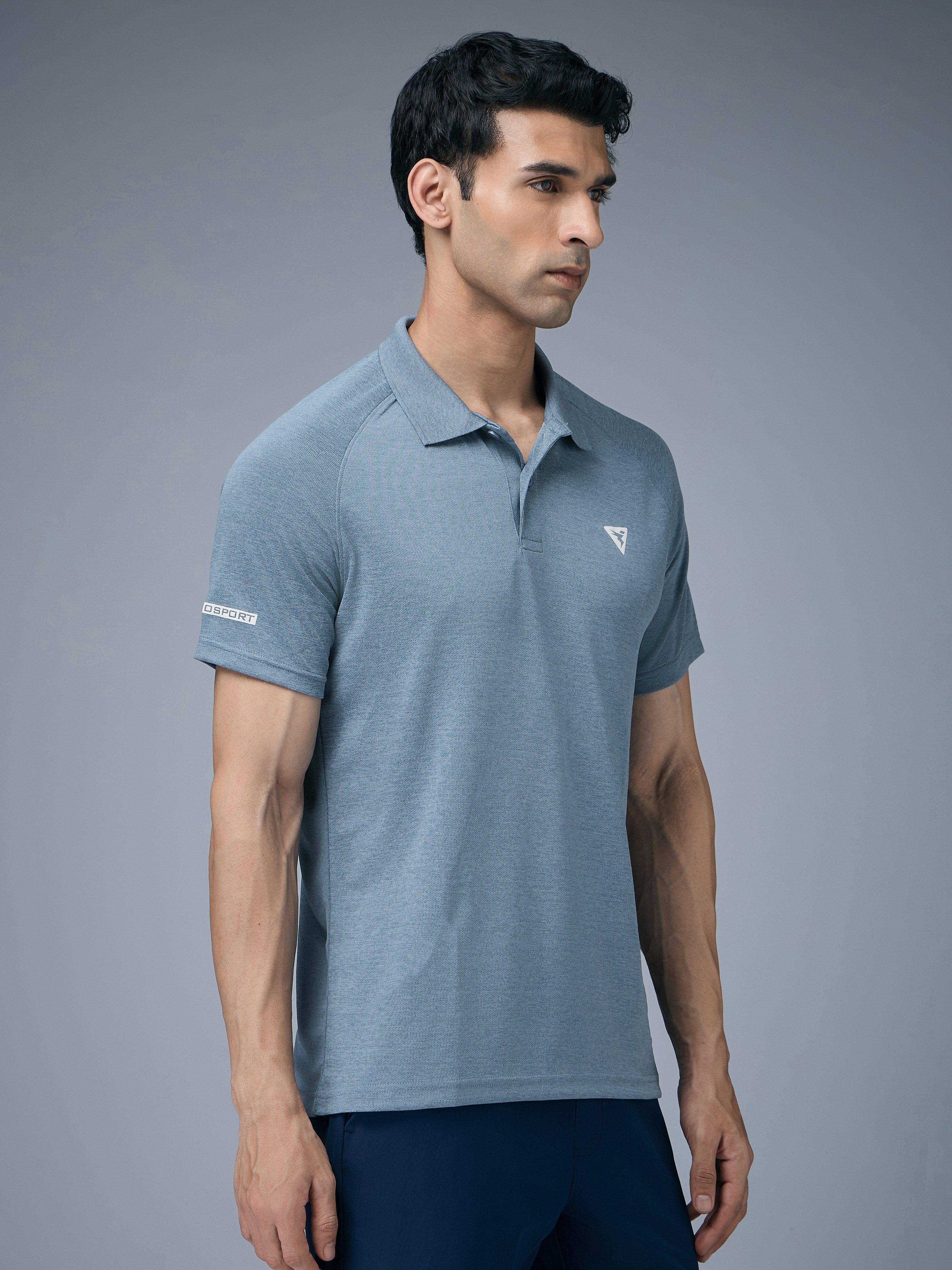 Technosport Melange Double Cool Polo Tshirt - OR41 - BLUE STONE