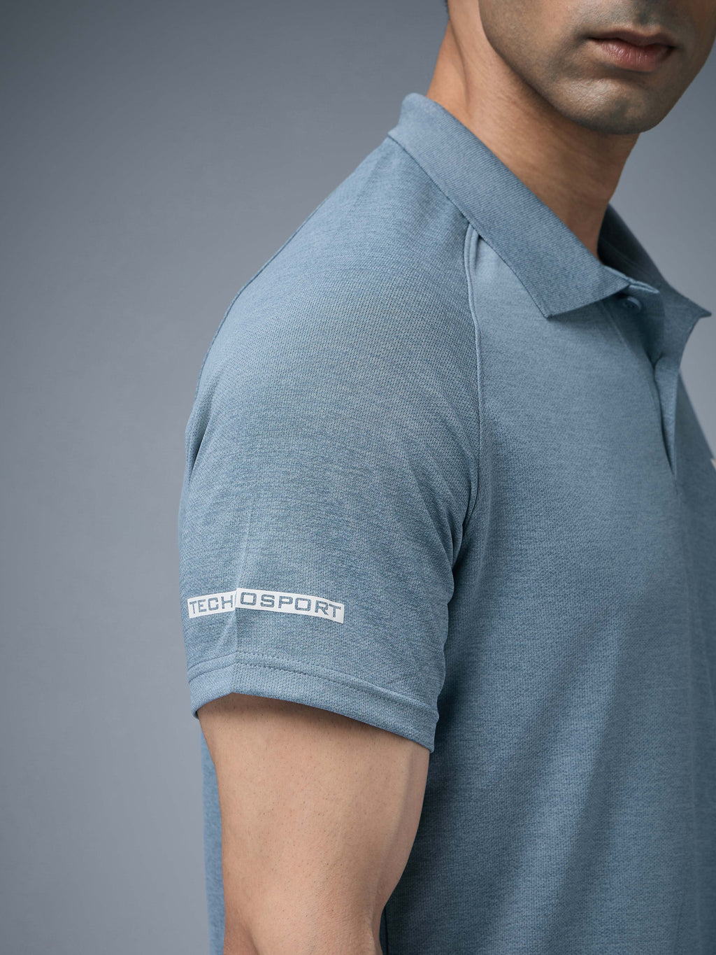 Technosport Melange Double Cool Polo Tshirt - OR41 - BLUE STONE