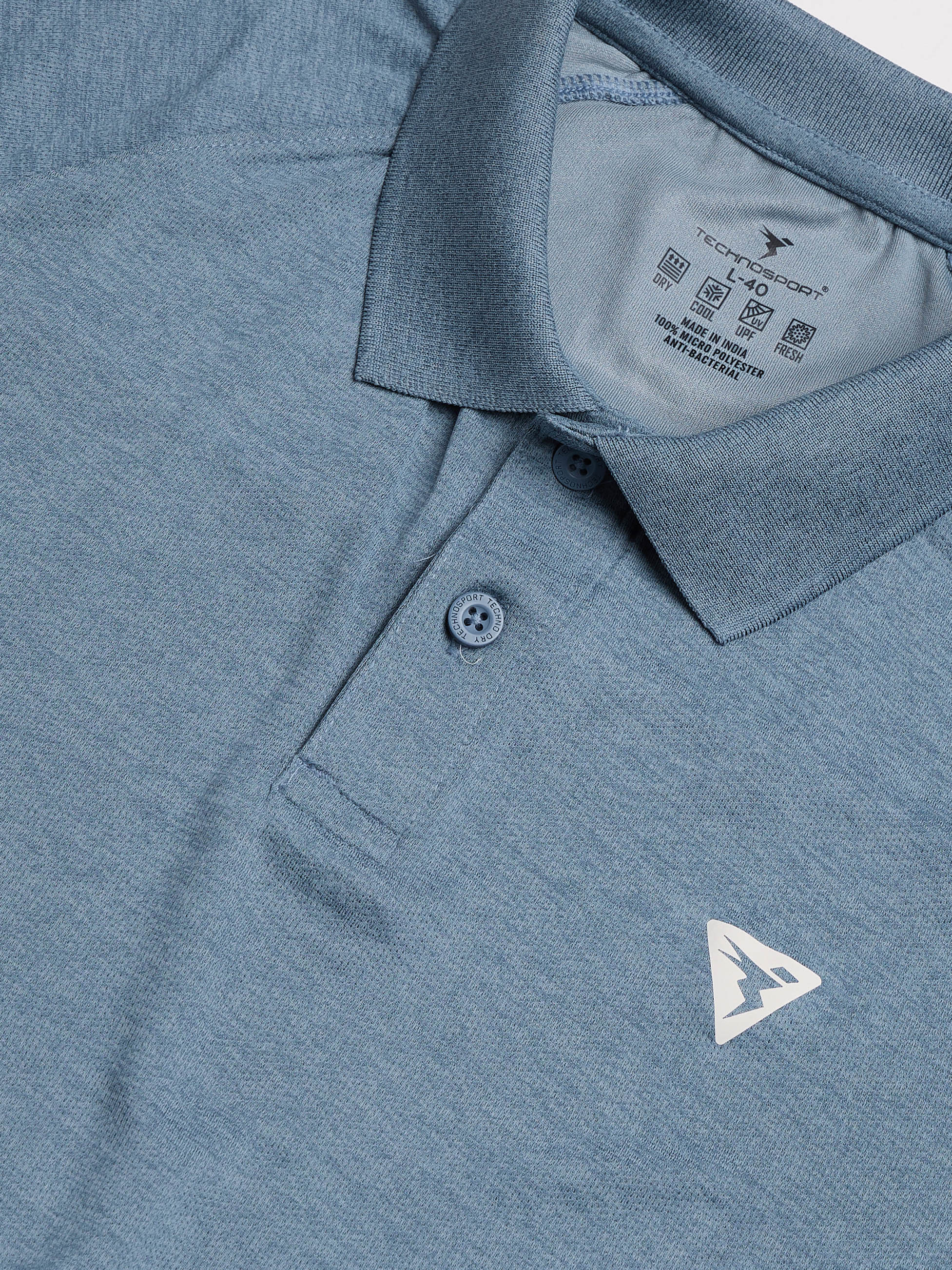 Technosport Melange Double Cool Polo Tshirt - OR41 - BLUE STONE