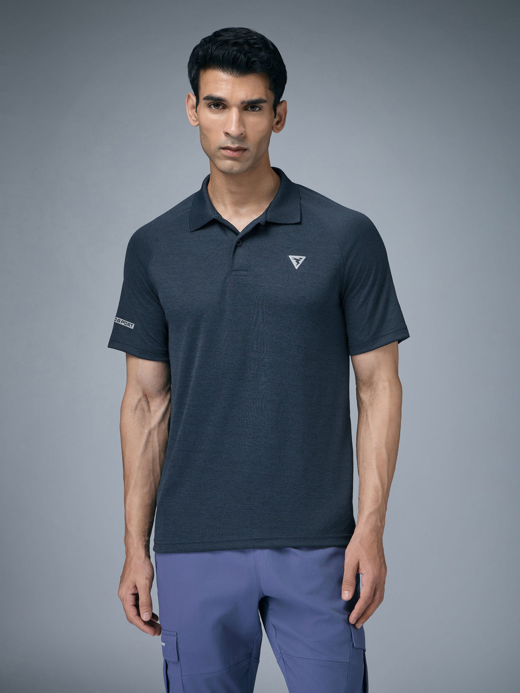 Technosport Melange Double Cool Polo Tshirt - OR41 - NAVY B