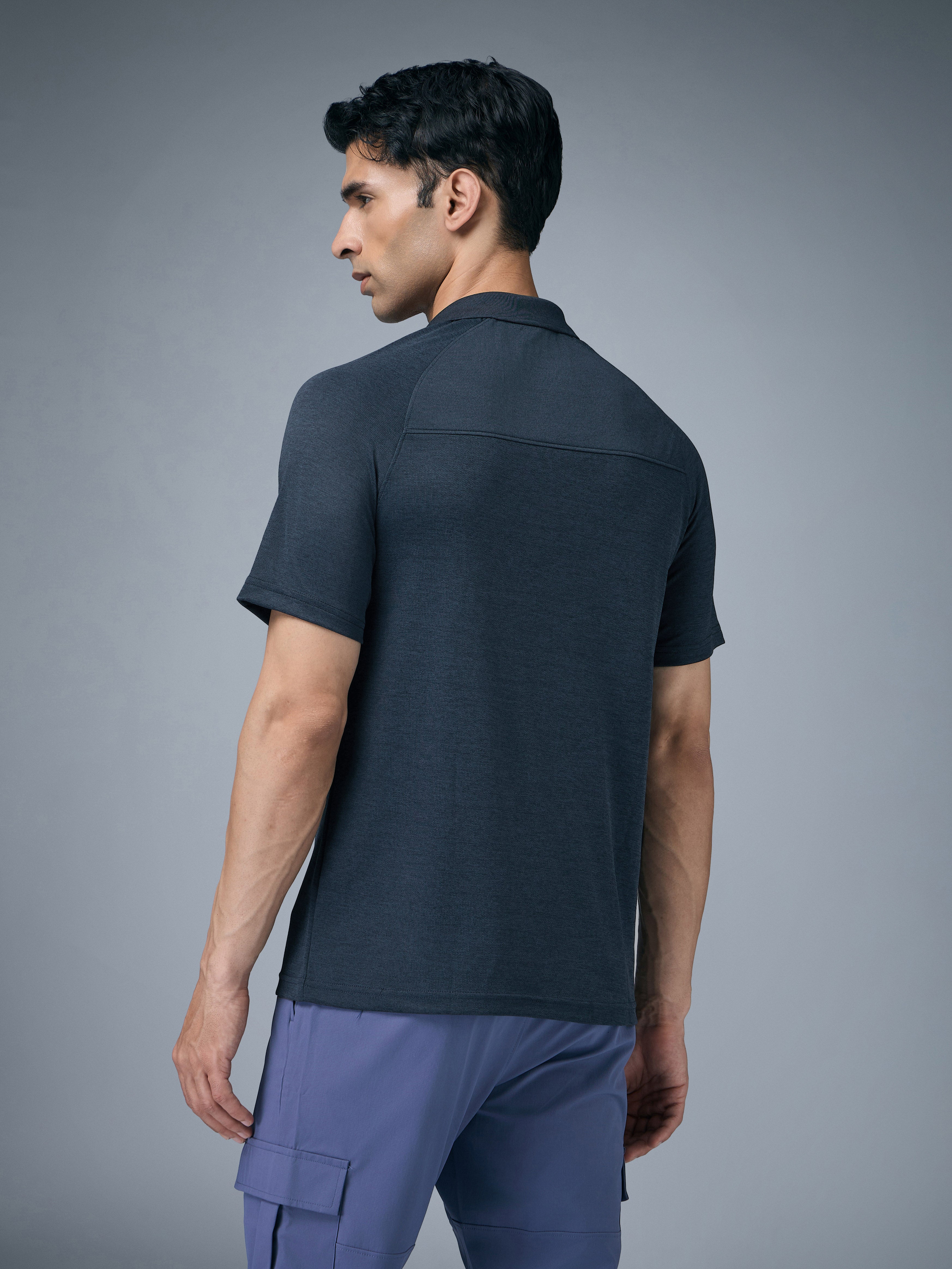 Technosport Melange Double Cool Polo Tshirt - OR41 - NAVY B