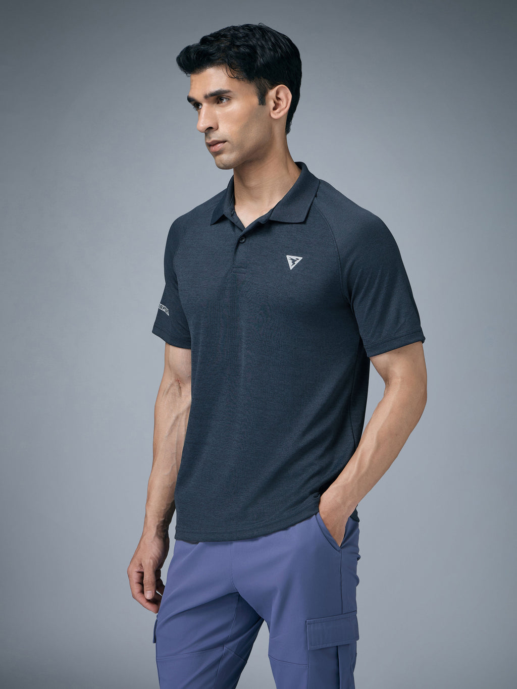 Technosport Melange Double Cool Polo Tshirt - OR41 - NAVY B