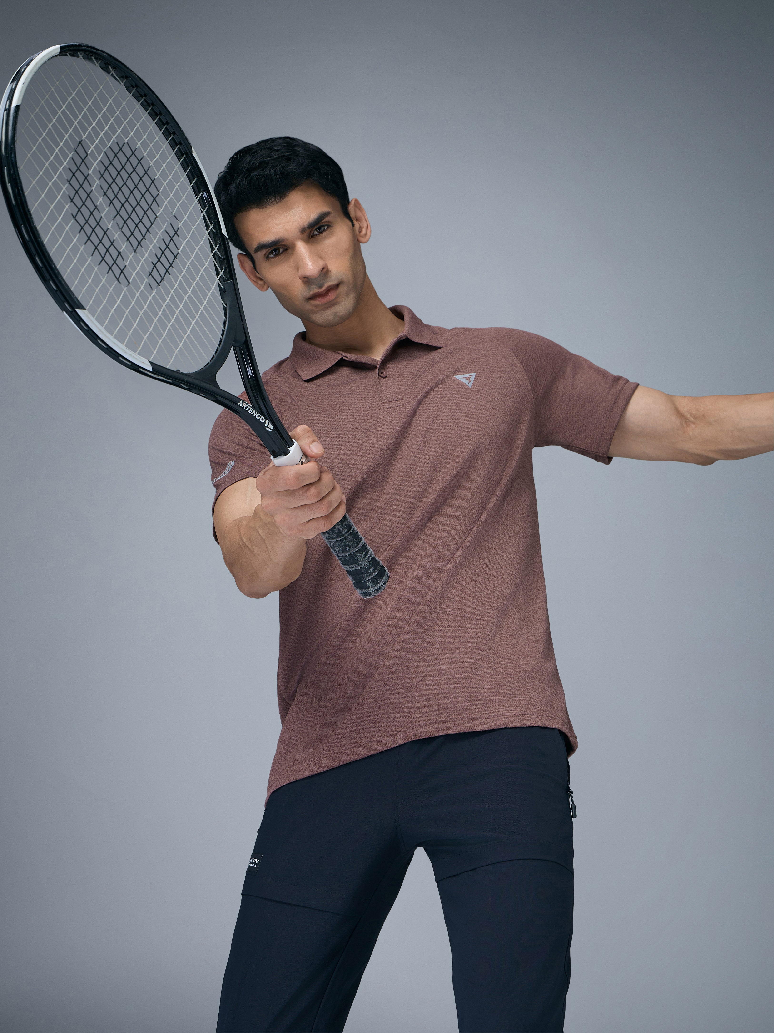 Technosport Melange Double Cool Polo Tshirt - OR41 - OX BLOOD RED