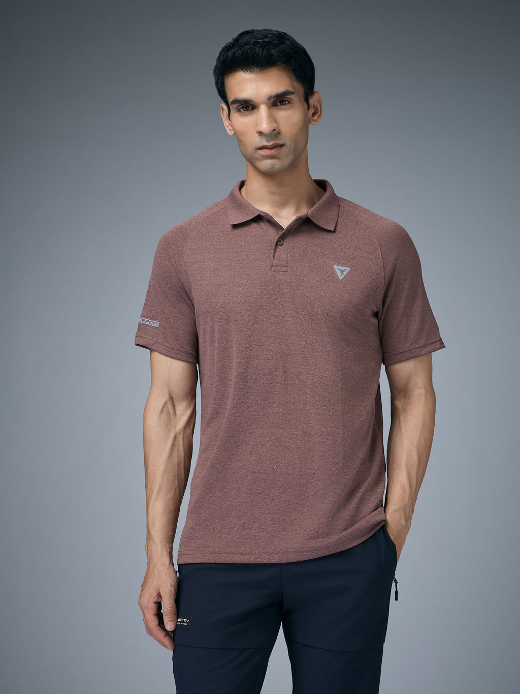 Technosport Melange Double Cool Polo Tshirt - OR41 - OX BLOOD RED