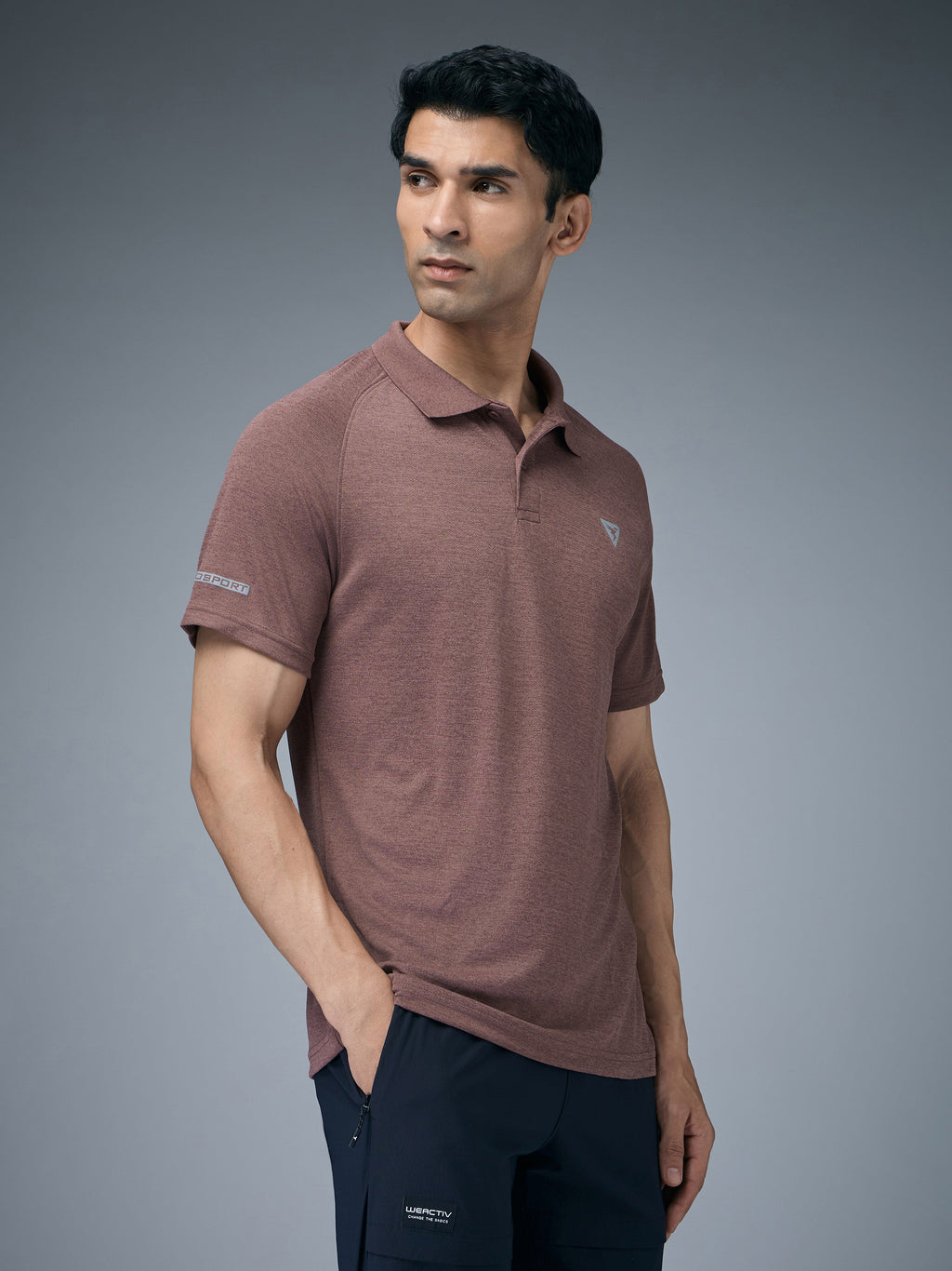 Technosport Melange Double Cool Polo Tshirt - OR41 - OX BLOOD RED