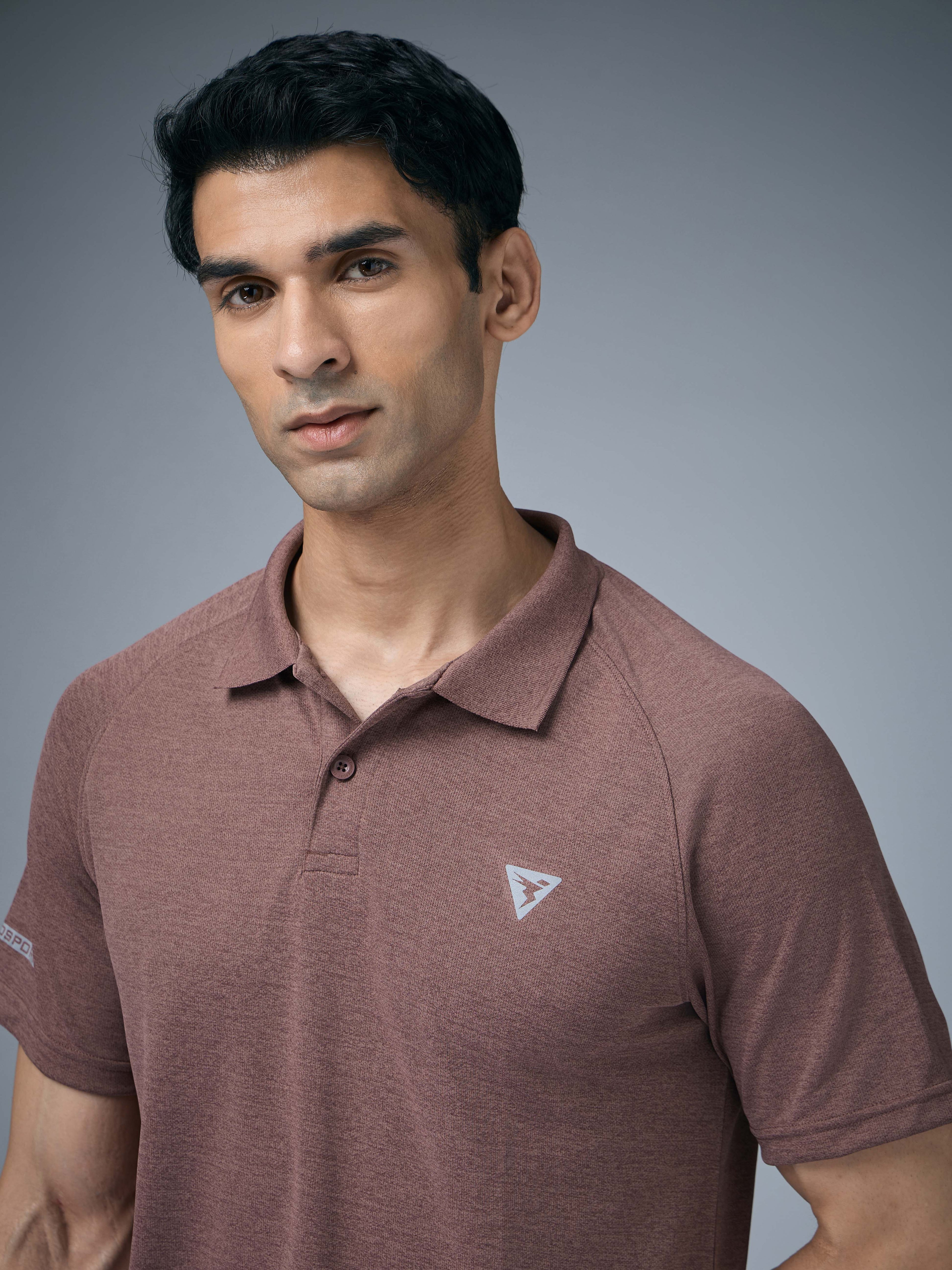 Technosport Melange Double Cool Polo Tshirt - OR41 - OX BLOOD RED