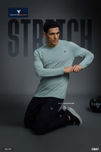 Technosport Melange Doule Cool Slim Fit Crew Neck Fullsleeve Tshirt - OR47 - AQUA GREY