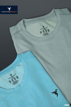 Technosport Melange Doule Cool Slim Fit Crew Neck Fullsleeve Tshirt - OR47 - AQUA GREY