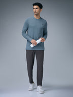 Technosport Melange Doule Cool Slim Fit Crew Neck Fullsleeve Tshirt - OR47 - BLUE STONE