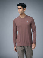 Technosport Melange Doule Cool Slim Fit Crew Neck Fullsleeve Tshirt - OR47 - CHILLI FLAKES