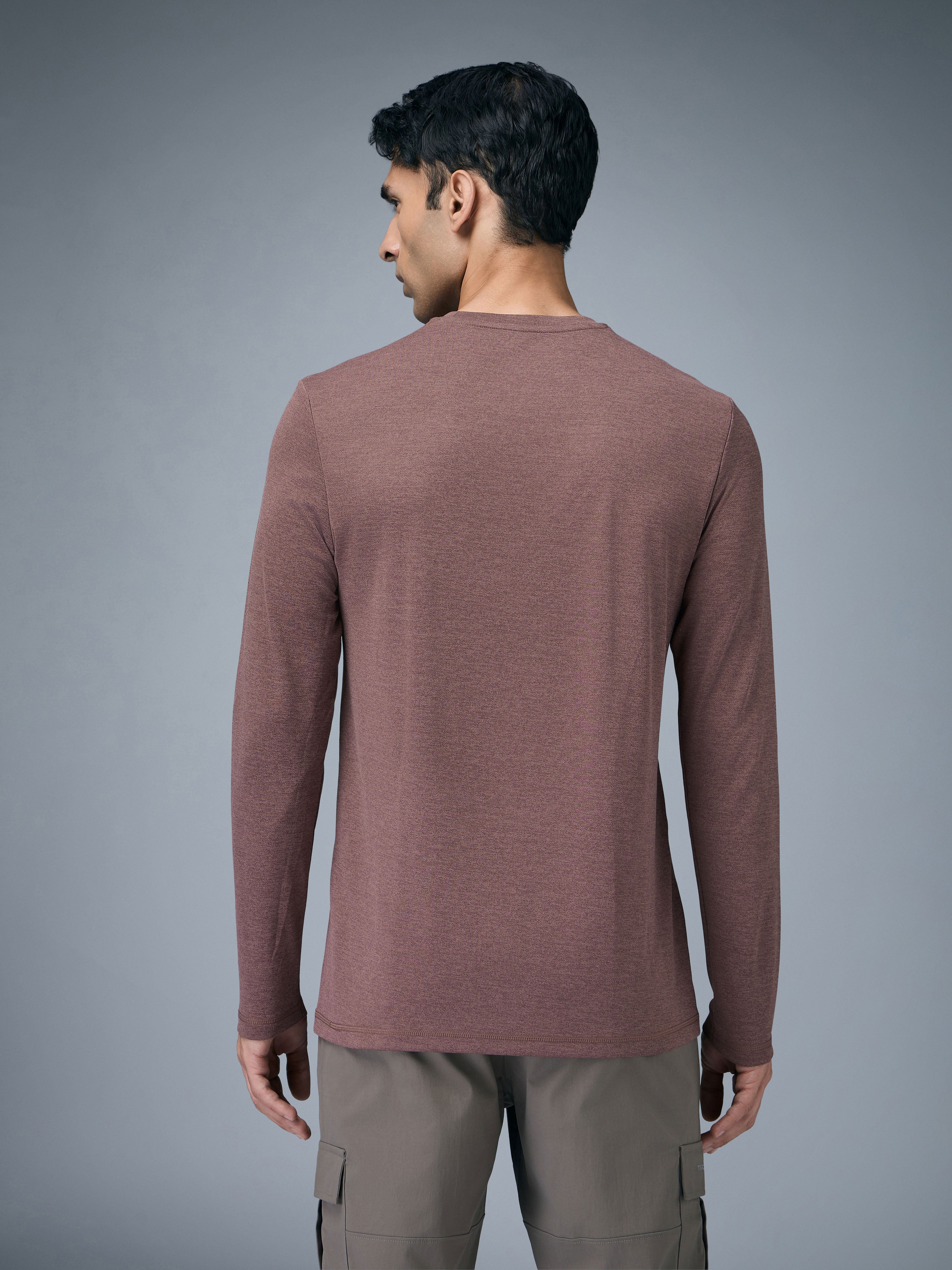 Technosport Melange Doule Cool Slim Fit Crew Neck Fullsleeve Tshirt - OR47 - CHILLI FLAKES