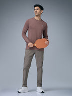 Technosport Melange Doule Cool Slim Fit Crew Neck Fullsleeve Tshirt - OR47 - CHILLI FLAKES