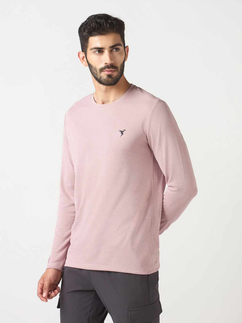 Technosport Melange Doule Cool Slim Fit Crew Neck Fullsleeve Tshirt - OR47 - DUSTY PINK