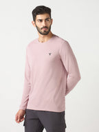 Technosport Melange Doule Cool Slim Fit Crew Neck Fullsleeve Tshirt - OR47 - DUSTY PINK