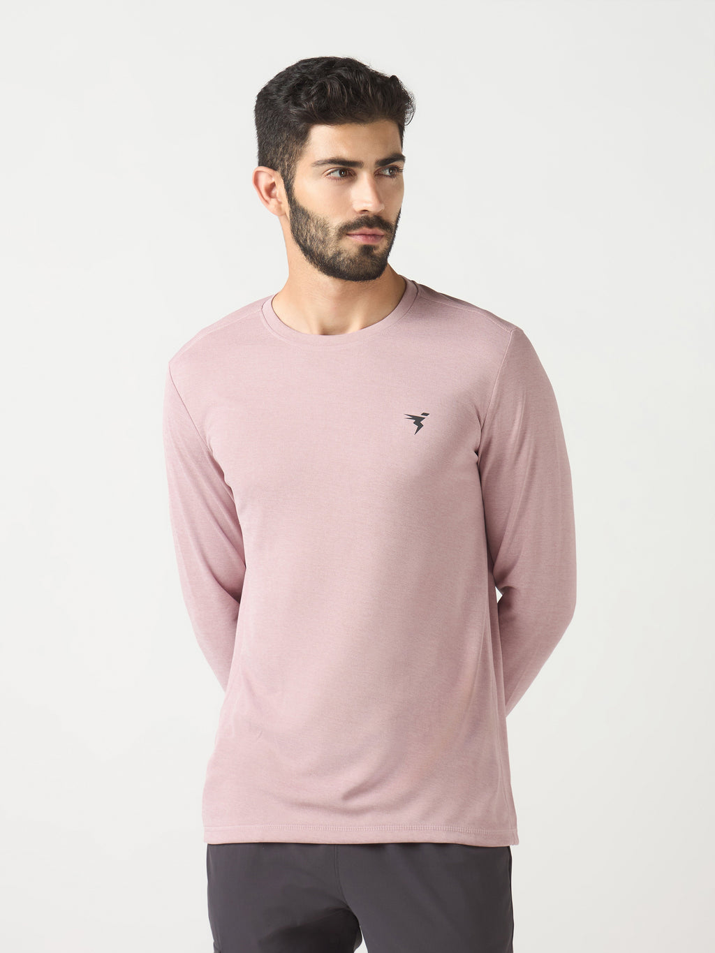 Technosport Melange Doule Cool Slim Fit Crew Neck Fullsleeve Tshirt - OR47 - DUSTY PINK