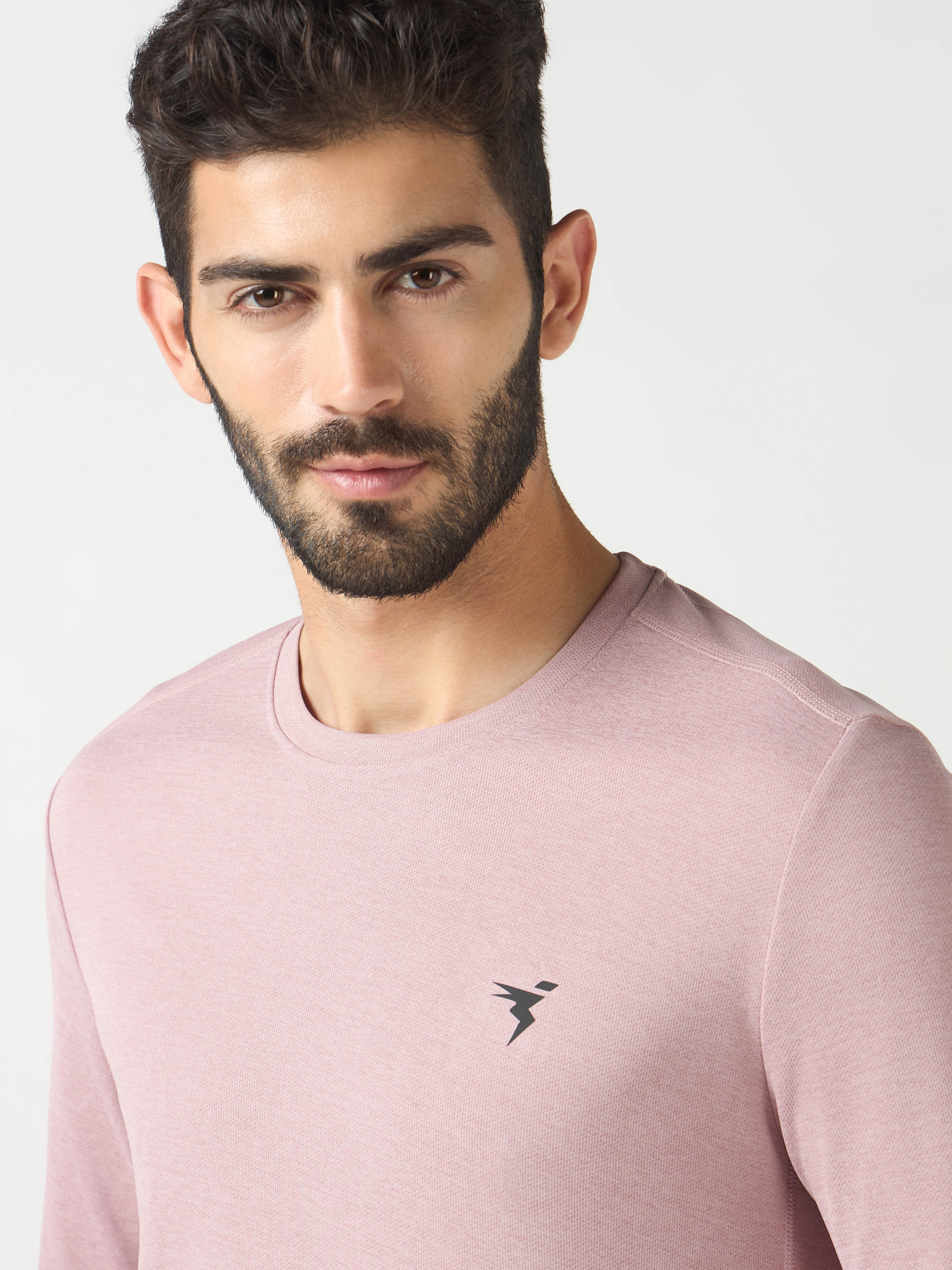 Technosport Melange Doule Cool Slim Fit Crew Neck Fullsleeve Tshirt - OR47 - DUSTY PINK