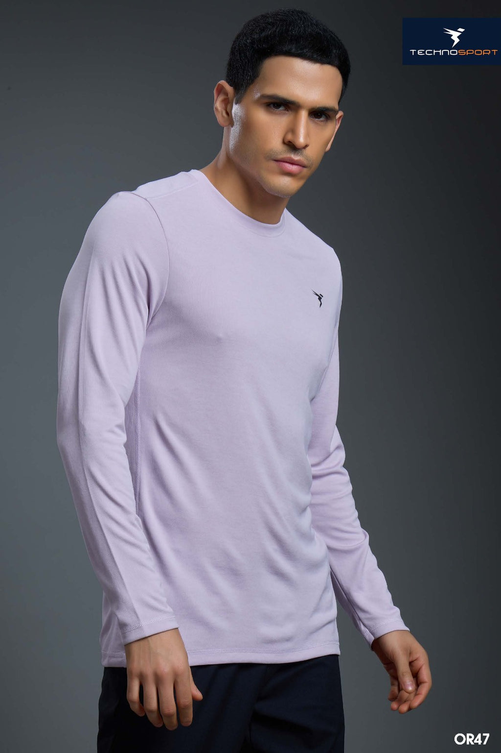 Technosport Melange Doule Cool Slim Fit Crew Neck Fullsleeve Tshirt - OR47 - LILAC B