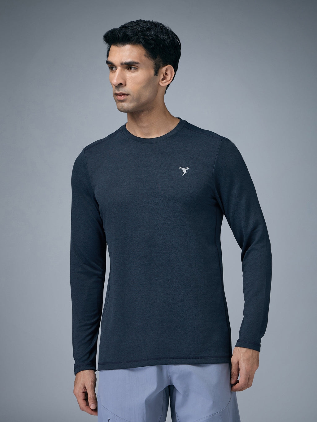 Technosport Melange Doule Cool Slim Fit Crew Neck Fullsleeve Tshirt - OR47 - NAVY B
