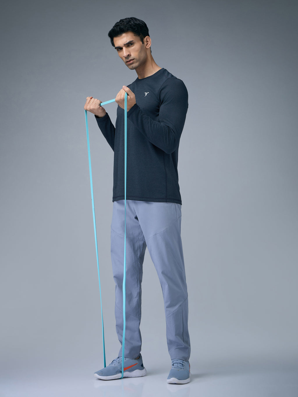 Technosport Melange Doule Cool Slim Fit Crew Neck Fullsleeve Tshirt - OR47 - NAVY B
