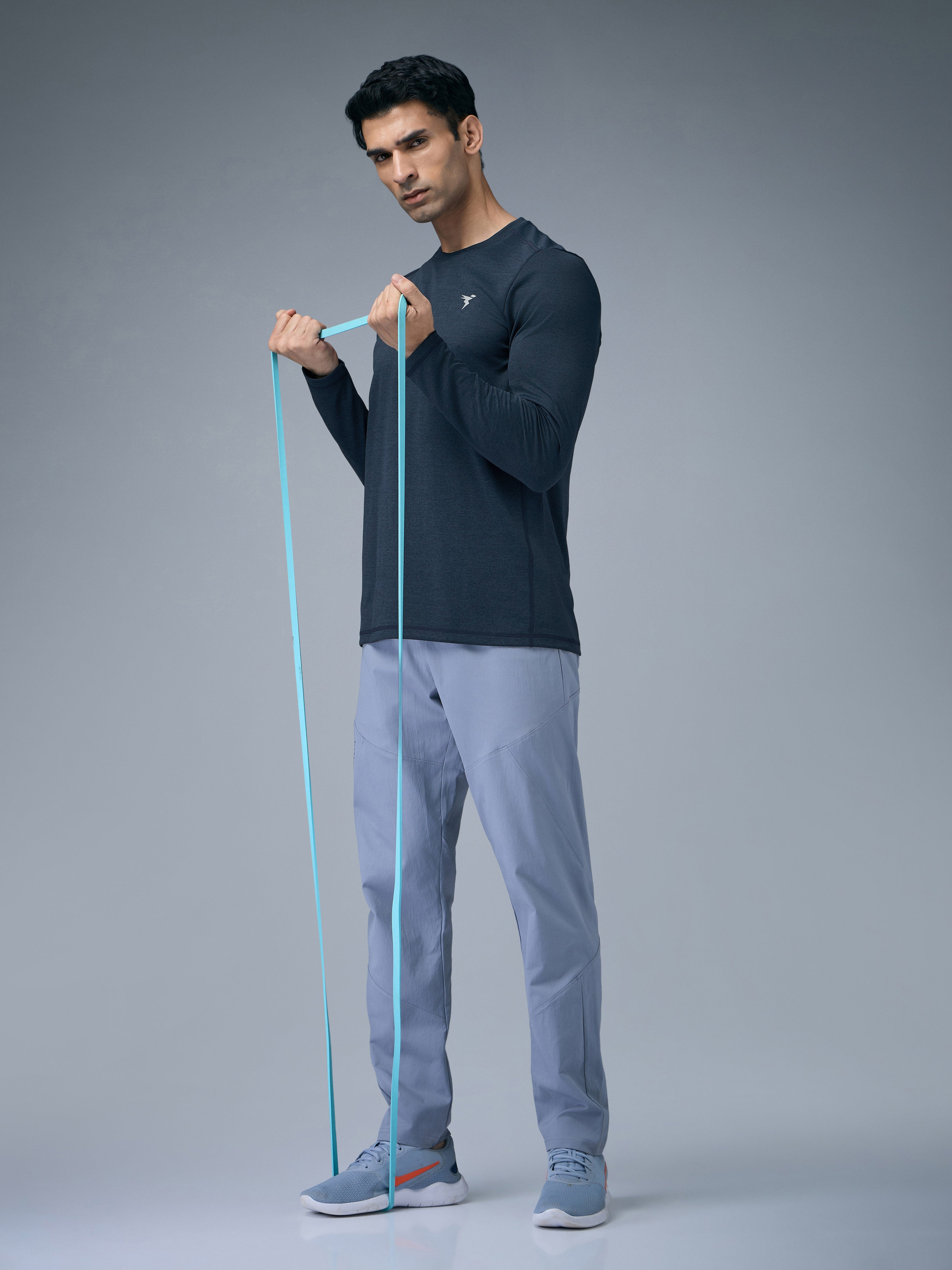Technosport Melange Doule Cool Slim Fit Crew Neck Fullsleeve Tshirt - OR47 - NAVY B