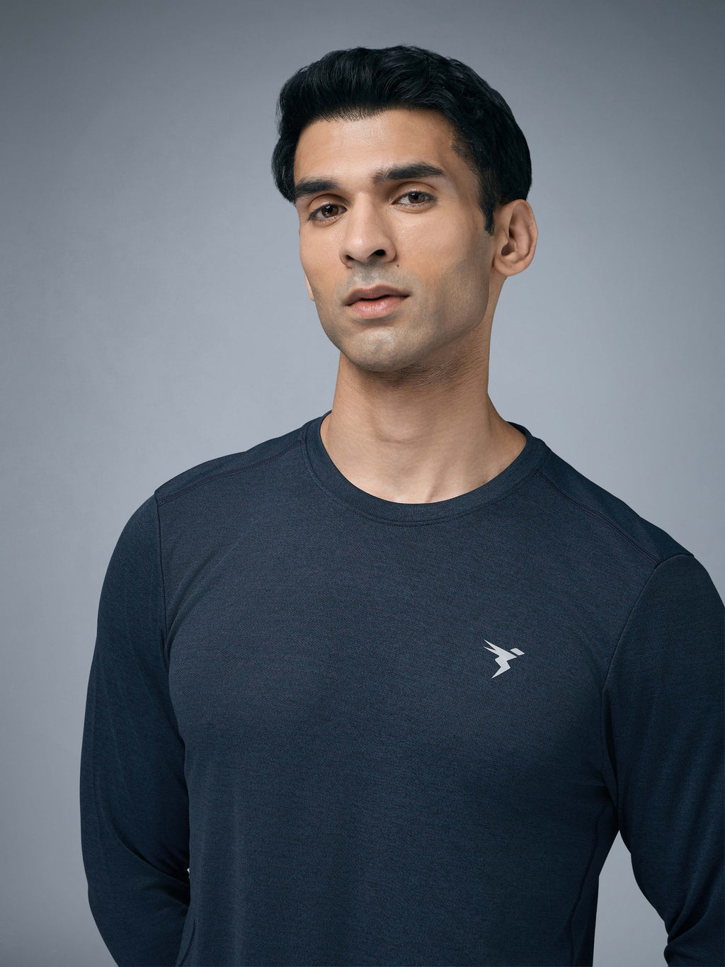 Technosport Melange Doule Cool Slim Fit Crew Neck Fullsleeve Tshirt - OR47 - NAVY B