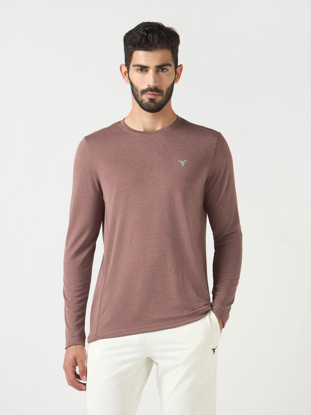 Technosport Melange Doule Cool Slim Fit Crew Neck Fullsleeve Tshirt - OR47 - OX BLOOD RED