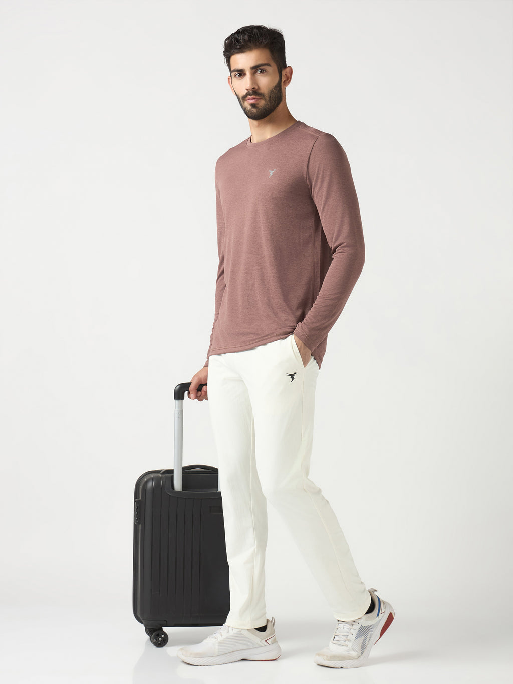 Technosport Melange Doule Cool Slim Fit Crew Neck Fullsleeve Tshirt - OR47 - OX BLOOD RED