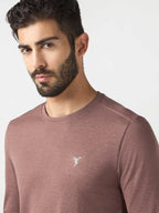 Technosport Melange Doule Cool Slim Fit Crew Neck Fullsleeve Tshirt - OR47 - OX BLOOD RED