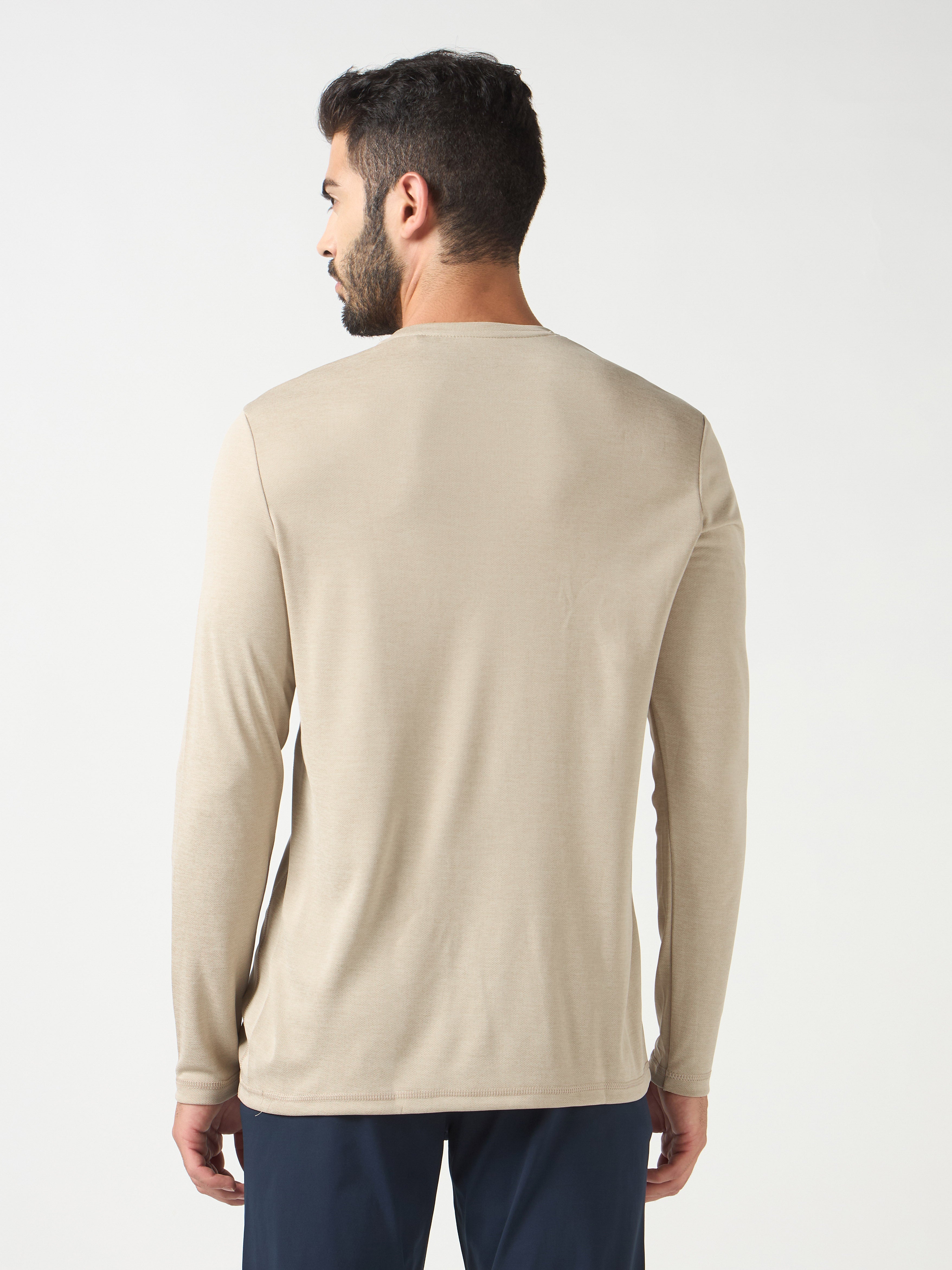 Technosport Melange Doule Cool Slim Fit Crew Neck Fullsleeve Tshirt - OR47 - OYSTER GRAY