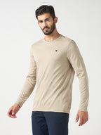 Technosport Melange Doule Cool Slim Fit Crew Neck Fullsleeve Tshirt - OR47 - OYSTER GRAY