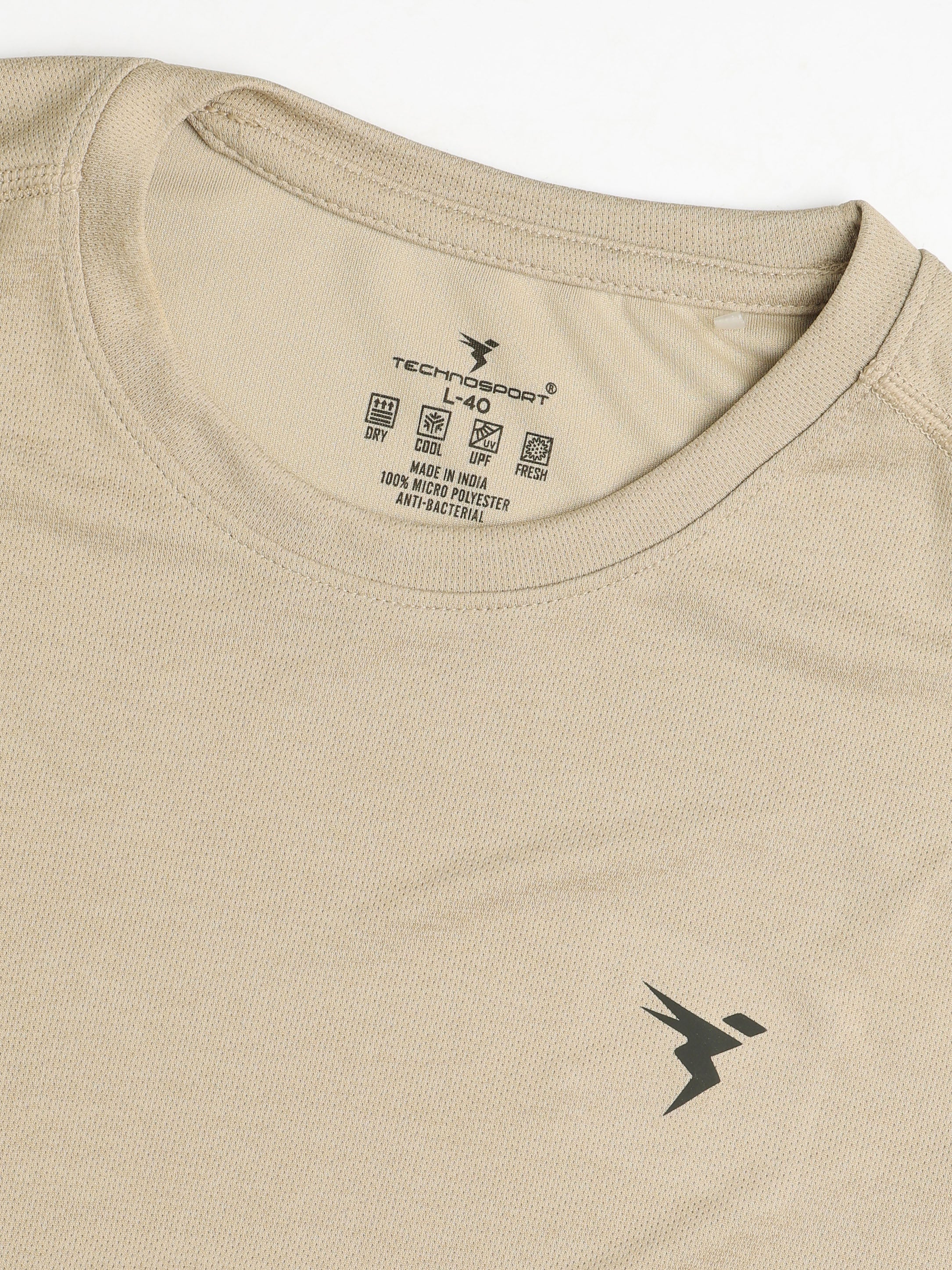 Technosport Melange Doule Cool Slim Fit Crew Neck Fullsleeve Tshirt - OR47 - OYSTER GRAY