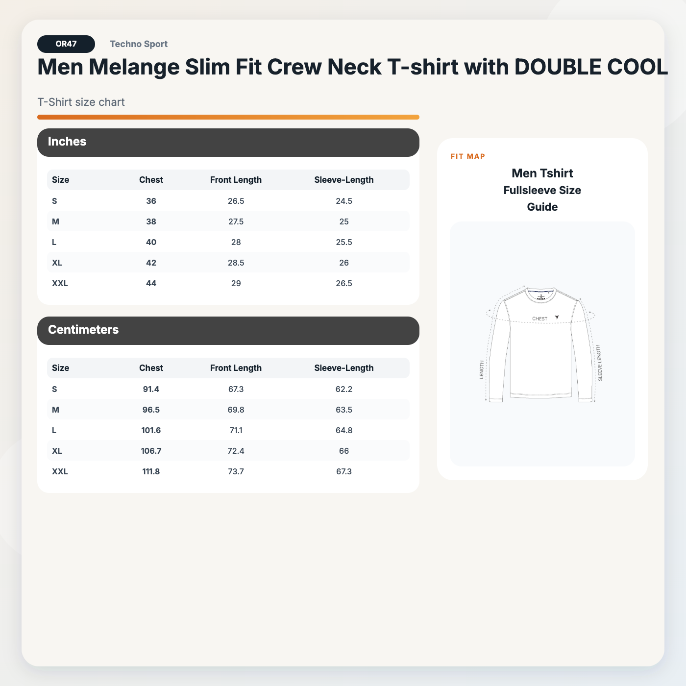 Technosport Melange Doule Cool Slim Fit Crew Neck Fullsleeve Tshirt - OR47 - SKY BLUE B