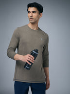 Technosport Melange Doule Cool Slim Fit Crew Neck Fullsleeve Tshirt - OR47 - SMOKEY OLIVE