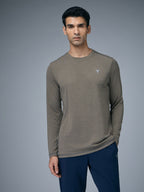 Technosport Melange Doule Cool Slim Fit Crew Neck Fullsleeve Tshirt - OR47 - SMOKEY OLIVE