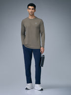 Technosport Melange Doule Cool Slim Fit Crew Neck Fullsleeve Tshirt - OR47 - SMOKEY OLIVE