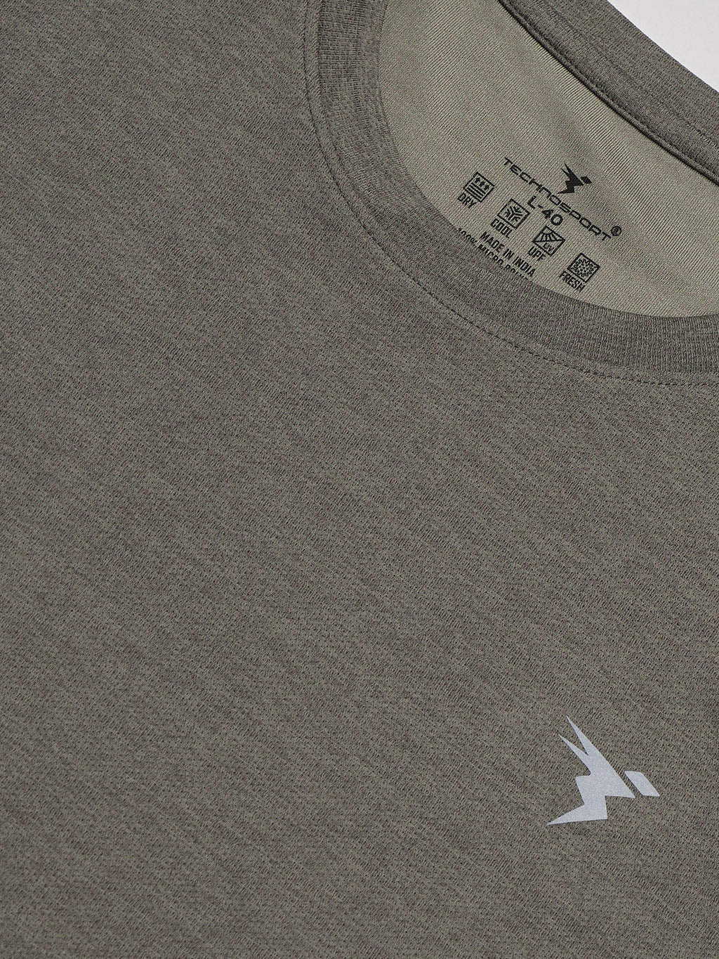 Technosport Melange Doule Cool Slim Fit Crew Neck Fullsleeve Tshirt - OR47 - SMOKEY OLIVE