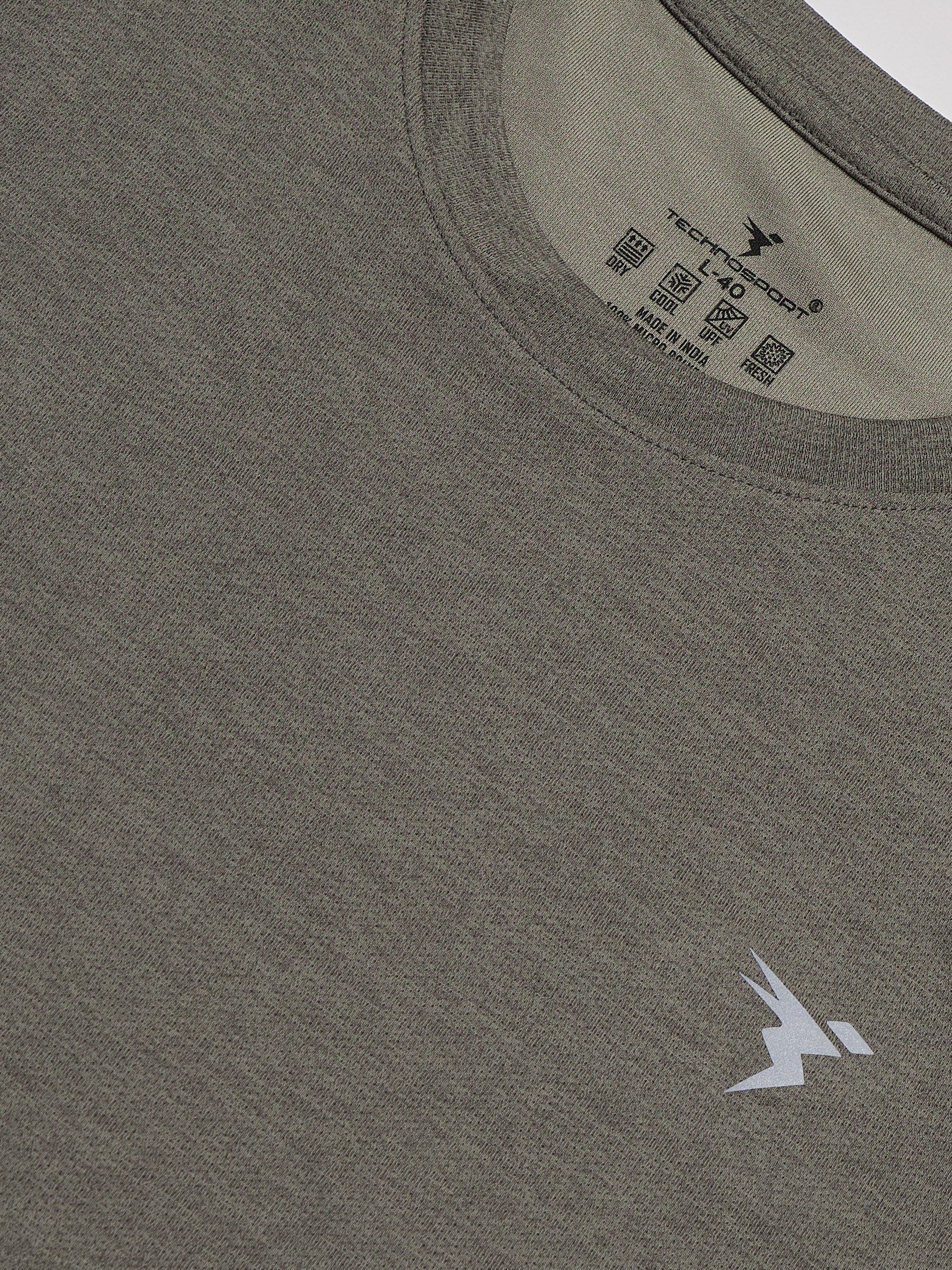 Technosport Melange Doule Cool Slim Fit Crew Neck Fullsleeve Tshirt - OR47 - SMOKEY OLIVE
