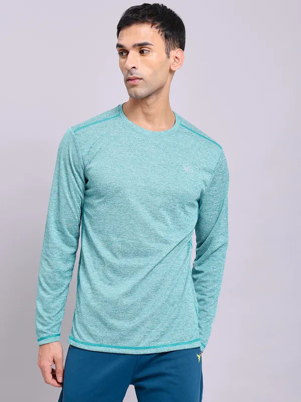 Technosport Melange Doule Cool Slim Fit Crew Neck Fullsleeve Tshirt - OR47 - TEAL B