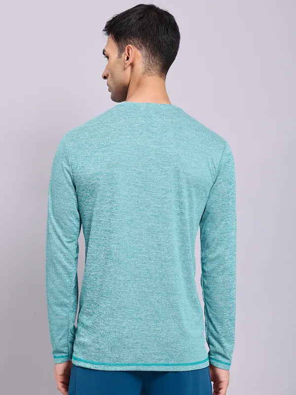 Technosport Melange Doule Cool Slim Fit Crew Neck Fullsleeve Tshirt - OR47 - TEAL B
